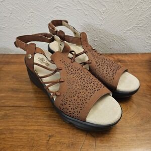 JBU Jambu Sandals Womens 9.5 M Water Lily Platform Sandals Brown Casual
